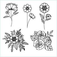 Set of Flower Sketch vector