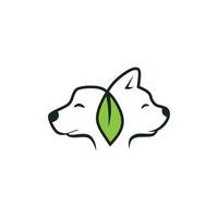 dog and cat supplements. an illustration of a combination of dogs and cats, with a variety of leaves, leaves which mean nature, this will be very suitable for a pet supplement brand vector
