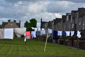 Laundry Line with Clothes Hanging Out to Dry photo