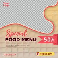 Special food menu social media template promotion and banner post. Editable square banner template. Stories template food menu for your business.