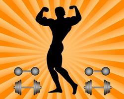 bodybuilder and dumbbells vector