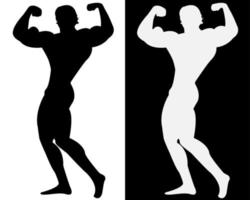 bodybuilder on black and white background vector