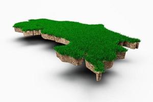 costa rica mapa suelo tierra geología sección transversal con hierba verde y roca suelo textura 3d ilustración foto