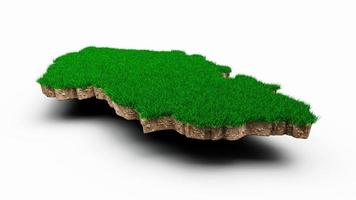 Czechia Map soil land geology cross section with green grass and Rock ground texture Czech Republic 3d illustration photo