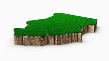 Chad Map soil land geology cross section with green grass and Rock ground texture 3d illustration photo