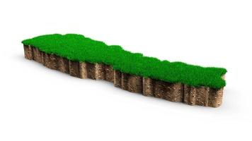 Nepal Map soil land geology cross section with green grass and Rock ground texture 3d illustration photo