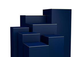 Abstract Square shape for products display presentation. Modern dark navy blue cube pedestal podium 3d illustration photo