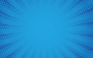 rayos de sol estilo retro vintage sobre fondo azul, patrón cómico con estallido y medio tono. efecto de explosión de sol retro de dibujos animados con puntos. rayos ilustración de vector de banner de verano.