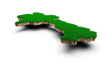 Laos Map soil land geology cross section with green grass and Rock ground texture 3d illustration photo