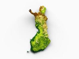 Finland Map Shaded relief Color Height map on White Background 3d illustration photo