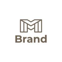 línea m y edificio logotipo moderno vector