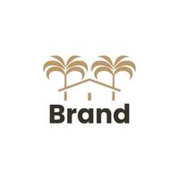 Logo Combination of house and coconut tree icon vector