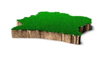 Ivory Coast Map soil land geology cross section with green grass and Rock ground texture 3d illustration photo