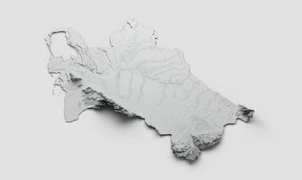 Turkmenistan Map Turkmenistan Flag Shaded relief Color Height map on white Background 3d illustration photo