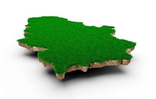 Serbia Map soil land geology cross section with green grass and Rock ground texture 3d illustration photo