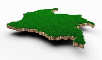 Colombia Map soil land geology cross section with green grass and Rock ground texture 3d illustration photo