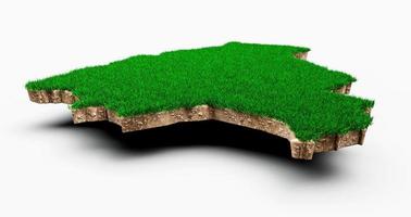 Bolivia Map soil land geology cross section with green grass and Rock ground texture 3d illustration photo