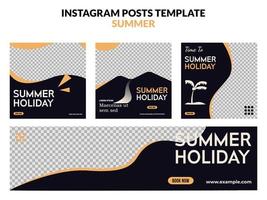 Summer vector template social media set,post and banner with copy space area