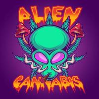 plantilla de logotipo de mascota alienígena de cannabis vector