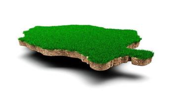 Romania Map soil land geology cross section with green grass and Rock ground texture 3d illustration photo