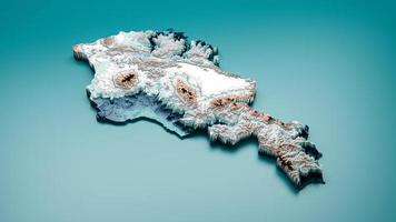 Topographic Armenia Map Hypsometric Armenia Elevation tint Spectral Shaded relief map 3d illustration photo