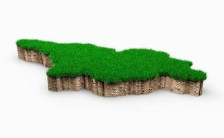 Georgia map soil land geology cross section with green grass 3d illustration photo