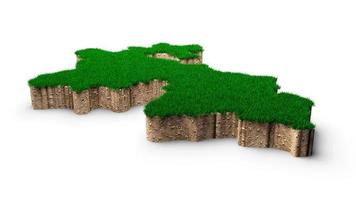 Tajikistan Map soil land geology cross section with green grass and Rock ground texture 3d illustration photo