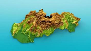 Slovakia Map Shaded relief Color Height map on the sea Blue Background 3d illustration photo