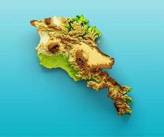 Armenia Map Shaded relief Color Height map on the sea Blue Background 3d illustration photo