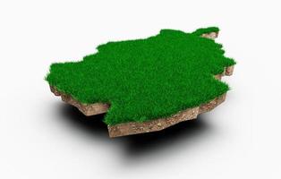 Afghanistan Map soil land geology cross section with green grass and Rock ground texture 3d illustration photo