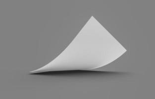 Bent empty paper sheet. empty paper Mockup A4 format paper with shadows on gray background 3d Illustration photo