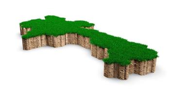 Laos Map soil land geology cross section with green grass and Rock ground texture 3d illustration photo