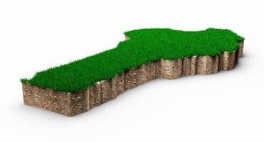 Benin Map soil land geology cross section with green grass and Rock ground texture 3d illustration photo