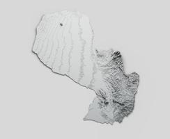 Paraguay Map 3d Relief map isolated 3D Illustration photo