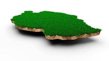 Tanzania Map soil land geology cross section with green grass and Rock ground texture 3d illustration photo