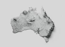 mapa de australia mapa de altura de color de relieve sombreado sobre fondo blanco ilustración 3d foto