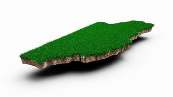 Belize Map soil land geology cross section with green grass and Rock ground texture 3d illustration photo