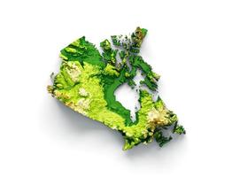 Canada Map Shaded relief Color Height map on white Background 3d illustration photo