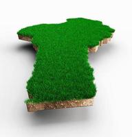 Benin Map soil land geology cross section with green grass and Rock ground texture 3d illustration photo