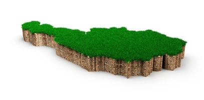 Austria Map soil land geology cross section with green grass and Rock ground texture 3d illustration photo