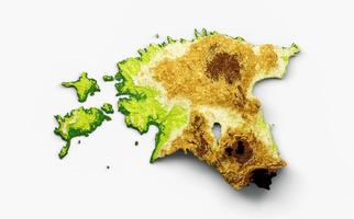 Estonia Map Shaded relief Color Height map on White Background 3d illustration photo