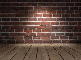 Brick wall wood floor photo