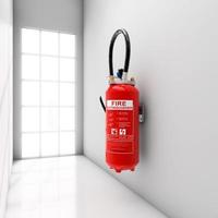 Extinguisher on corridor photo