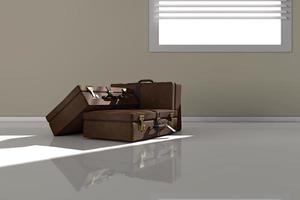 Suitcases near window photo