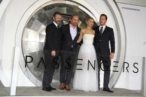 LOS ANGELES, DEC 14 - Michael Sheen, Morten Tyldum, Jennifer Lawrence, Chris Pratt at the Passengers Premiere at Village Theater on December 14, 2016 in Westwood, CA photo