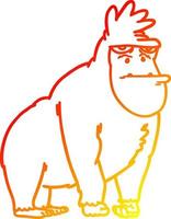 warm gradient line drawing cartoon gorilla vector