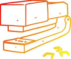 warm gradient line drawing cartoon office stapler vector