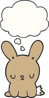 cute cartoon rabbit and thought bubble vector