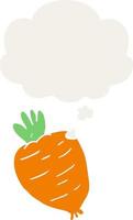 cartoon root vegetable and thought bubble in retro style vector