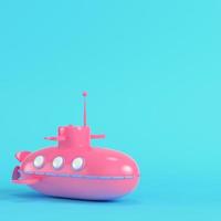 submarino rosa tou sobre fondo azul brillante en colores pastel foto